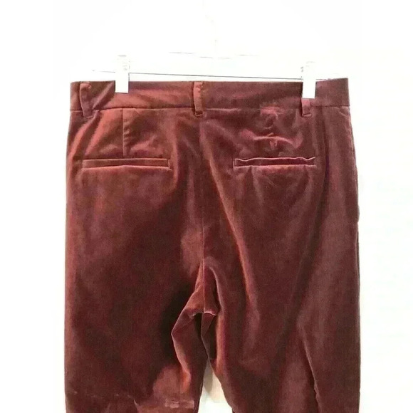 Banana Republic Sz 4 Wine Soft Velvet Dress Pants Wide Bootcut Lyocell Elastase - Picture 4 of 7